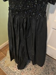 Vintage Oleg Cassini Black Tie Beaded Illusion Gown W/Trumpet Skirt. Size 6 EUC