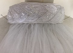 House of Bianchi Finger Tip Length Beaded Headband Double Layer Veil