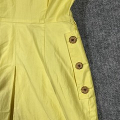 VINTAGE 50s Town & Country Club Dress Small Polished Cotton Day Tea Swing Yellow