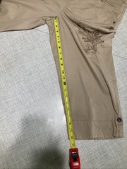 Vintage 90s Y2K Basic Editions Embroidered Khaki Capris Womens Small 100% Cotton