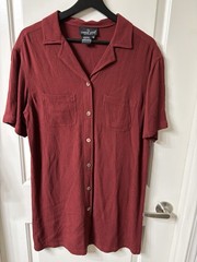 Vintage Carole Little Sport Made In USA Red Button Up Long Blouse/Dress Sz M