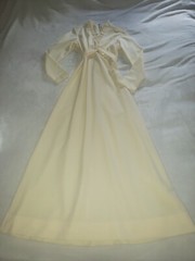 Vintage Maxi Dress Jacket Sz 10 60s 70s Vintage Gown Ivory Long EXCELLENT!
