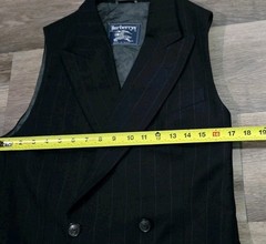 Vintage Burberrys Loro Piana Pure Wool Pinstripe Vest Blazer Womens 44 Italy