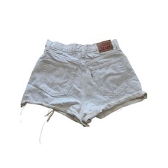Levi’s White High-Rise Distressed Mom Jean Shorts Sz 28 Festival Summer Biker