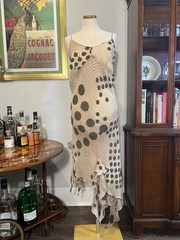 Vintage 1980s Dress-U Mauve Polka Dot Asymmetrical Whimsy Cardigan and Dress