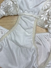 Vintage Slippery Polyester Hi Cut Panty Sheer Nylon Rayon Lace Bikini Sz.6/M