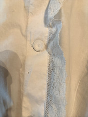 Antique Victorian Edwardian Blouse XS Cotton Lace Off the Shoulders Chemise TLC