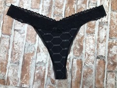 SAVAGE X FENTY Cotton Essential Logo Black String Thong Panty Womens Sz lg