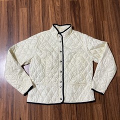 Vintage 80s Eddie Bauer Womens Quilted Goose Down Jacket Size Large Cream/beige