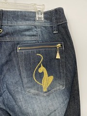 Vintage Y2K 2000s Baby Phat Cropped Capri Hip Hop Gold Cat Denim Jeans NWT 9