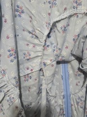 Vintage Handmade Prairie Dress Blue Floral Ric Rac Trim Puff Sleeve XS