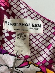 Vintage 60s Alfred Shaheen Hawaii 10 Long floral dress Neon Pink Barkcloth