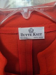 Vtg Mad Men Career Orange 100% Wool Coat Butte Knit Retro 60s Sz 8-10 Excellent