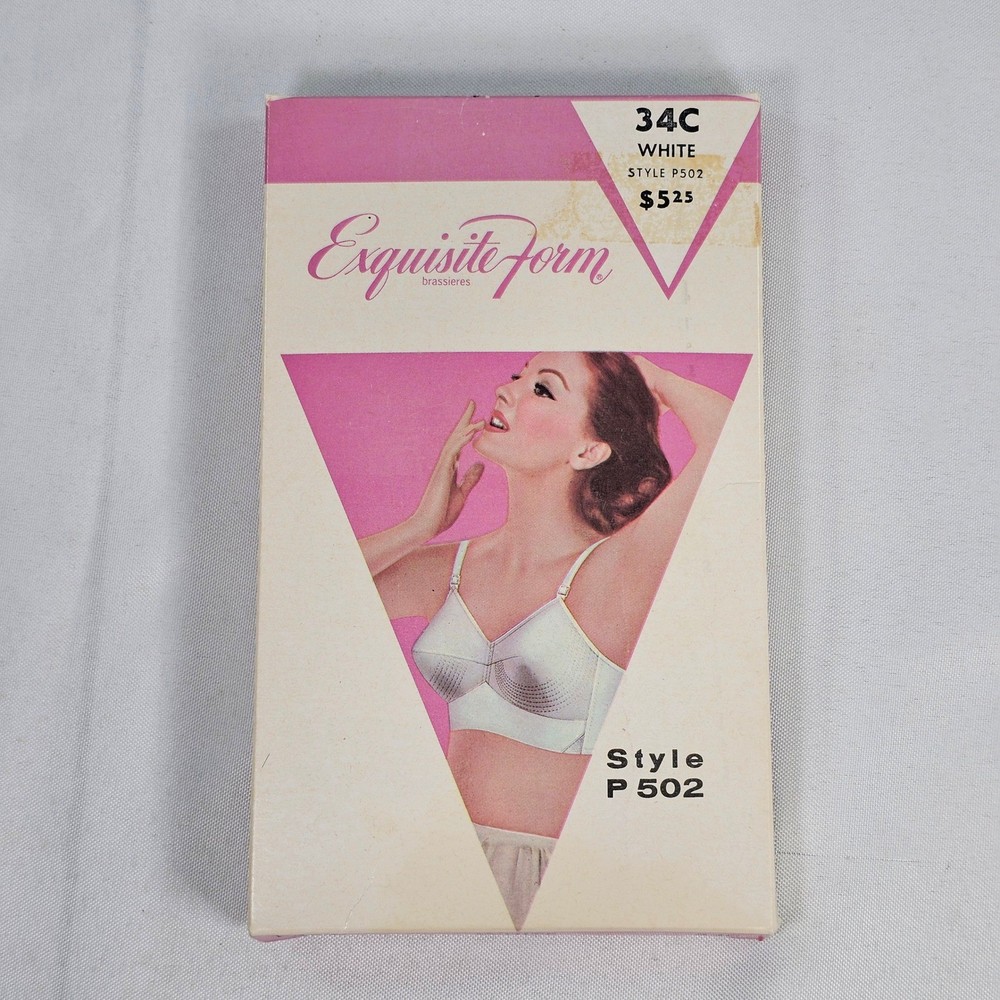 New Vintage Exquisite Form White Bra Style P502 Bullet Bra 34C Cone Bra NIB
