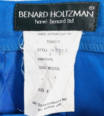 Vintage Harve Benard Cobalt Blue Wool Pencil Skirt Women’s Size 8 Midi Length