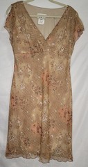 DBY Ltd Vintage Dress 13/14 90s/2000s Tan Peach Floral Lined Fit&flare Feminine