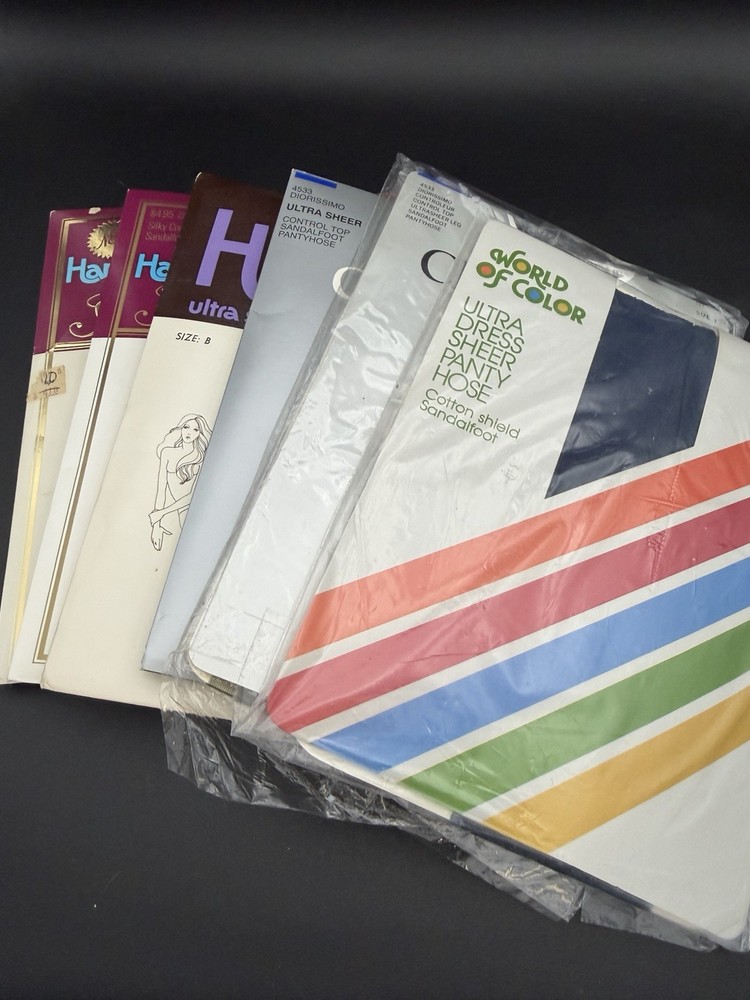 Assortment of Vintage Pantyhose Lot of 6 Christian Dior Hanes World of Color