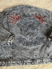 Vintage Gitano Acid Wash Jacket Size S/M Embossed Sequin 80s Womens