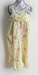 Vintage 70s Handmade Yellow Floral Cottage Prairie Core Spaghetti Strap Dress OS