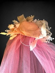 Vintage 1950’s Pink Satin Tulle Velvet Formal Prom Dress With Veil Belt XS