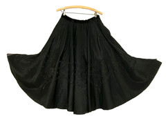 Vintage 1950s black circle skirt M midi tulle floral velvet rockabilly pin-up