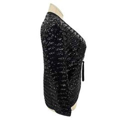 Vintage 70s Black Sequin Jacket Tassel Detail Super Glam Henry Higgins Size M L