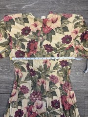 KATIE MFG Beautiful Floral Puff Sleeve Vintage 80s Dress Size 6 Made In USA