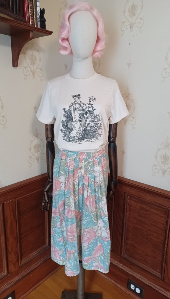 Vintage 1970s/1980s Koret Brand Pastel Floral Print Boho Cottagecore Midi Skirt