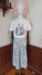 Vintage 1970s/1980s Koret Brand Pastel Floral Print Boho Cottagecore Midi Skirt