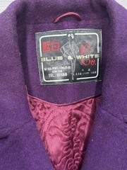 1960s Purple Wool Princess Coat Blue White Co. Kowloon Hand Tailored Size 2 VTG