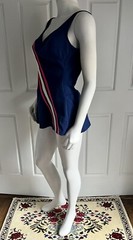 Vintage 1960s Robby Len Fashions Blue Striped Swimsuit Bathing Suit Skirt Bottom