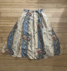 90s Vintage Ralph Lauren Country Linen Rose Floral Button Front Maxi Skirt 14
