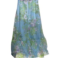 Vintage Dress XS Gingham Blue White Maxi Cottagecore USA Union Made Feminine