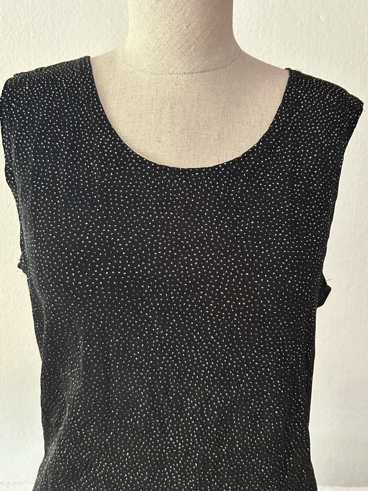 Vintage Honors Top Women’s Size Large Black Studded Sparkle Top Raised Sheer Top
