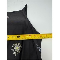 Vintage 1995 Harold’s Little Black Dress Floral Embroidery Side Slit 100% Cotton