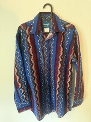 Vtg Wrangler Men’s Pearl Snap Western Shirt Long Sleeve Southwest Size M