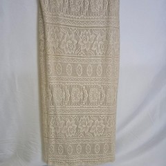 Giorgio Sant’ Angelo Lace Shift Maxi Dress, Cream/Gold Shimmer, Size 5/6, Vtg