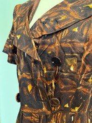 1960s Mad Men Brown Cocktail Shirtdress Volup