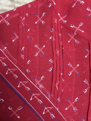 Vintage Hand-Sewn Red Blouse Artisan Made Puff Sleeve Tie Waist Small