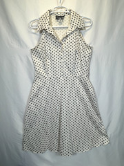 Vintage Pinup Rockabilly 50s 60s Sleeveless Dress Size 12 Polka Dot Tattoo Retro