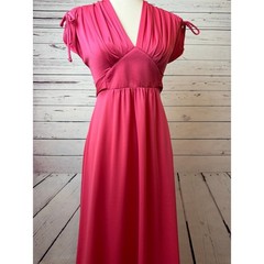 Vicky Vaughn Maxi Dress 7 Vintage 70s Empire Waist Pink Retro ILGWU USA Formal