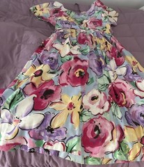 Vintage LANZ Ladies Dress Size 14 Floral Print 100% Cotton
