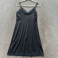 Vintage Vanity Fair Black Lace Trim Full Slip Dress Nylon USA Made Size 38