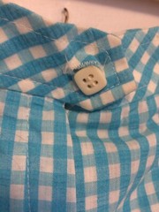 Sears VTG 70s cropped wide leg high waist cotton gingham pants blue Xs Mod