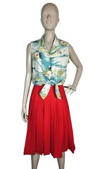 Vintage 90s Tommy Bahama Crinkle Sleeveless Hawaiian Tie Front Top