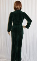 Vintage Velour JumpSuit PlaySuit Forrest Green Patty Woodard Racer Bond Girl M/L