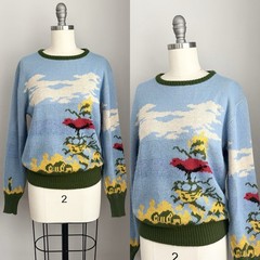 Vintage 60’s 70’s Expressions by Campus Cardinal Bird Scenic Novelty Sweater S/M