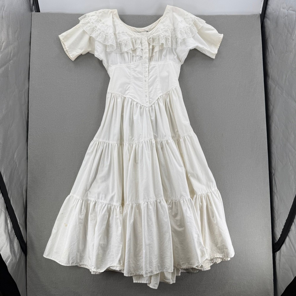 Vintage 80s Karen Alexander Tiered Romantic Western Coquette Prairie Dress 8