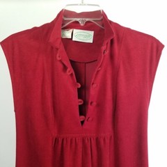 Vtg Patty O’Neil High Collar Asian Inspired Maxi Arnel Sueded Red XS Size 0 2