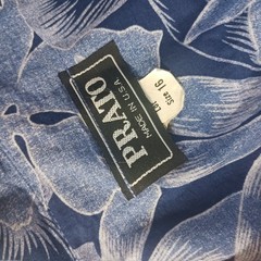 Prato Vintage Floral Pineapple Duster Jacket Womens 16 Blue USA Made Open Front